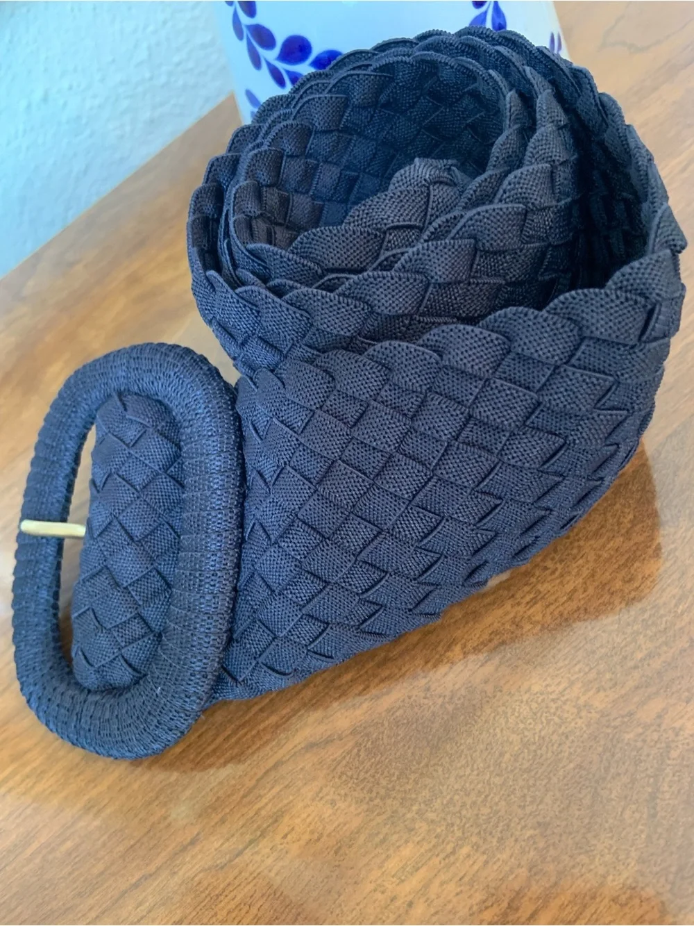 Lily Pulitzer Woven Fabric Round Buckle Belt - Navy